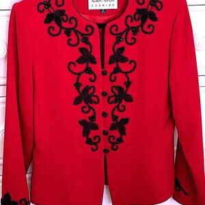 Albert Nipon Evening Red Embellished Jacket – Size 6 - FREE SHIPPING!